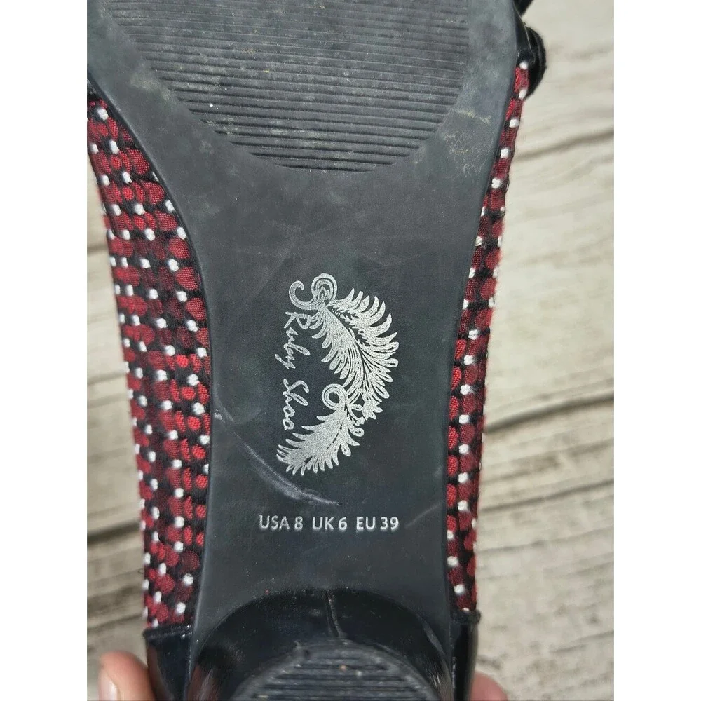 Ruby Shoo Freya Maryjane Pumps Black And Red Floral Women Size 39